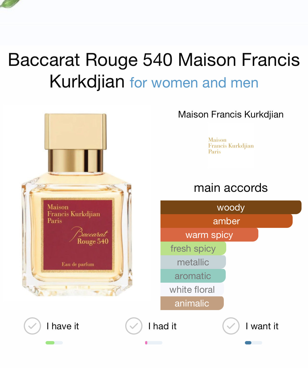 Maison Francis Kurkdjian Baccarat Rouge 540